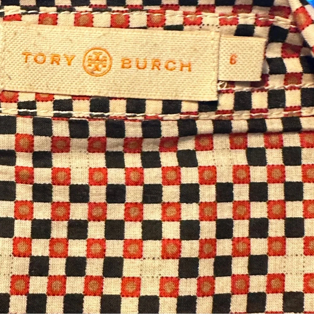 Tory Burch Men's Geometric Print Button-Down Shirt‎ in Red and Black 6